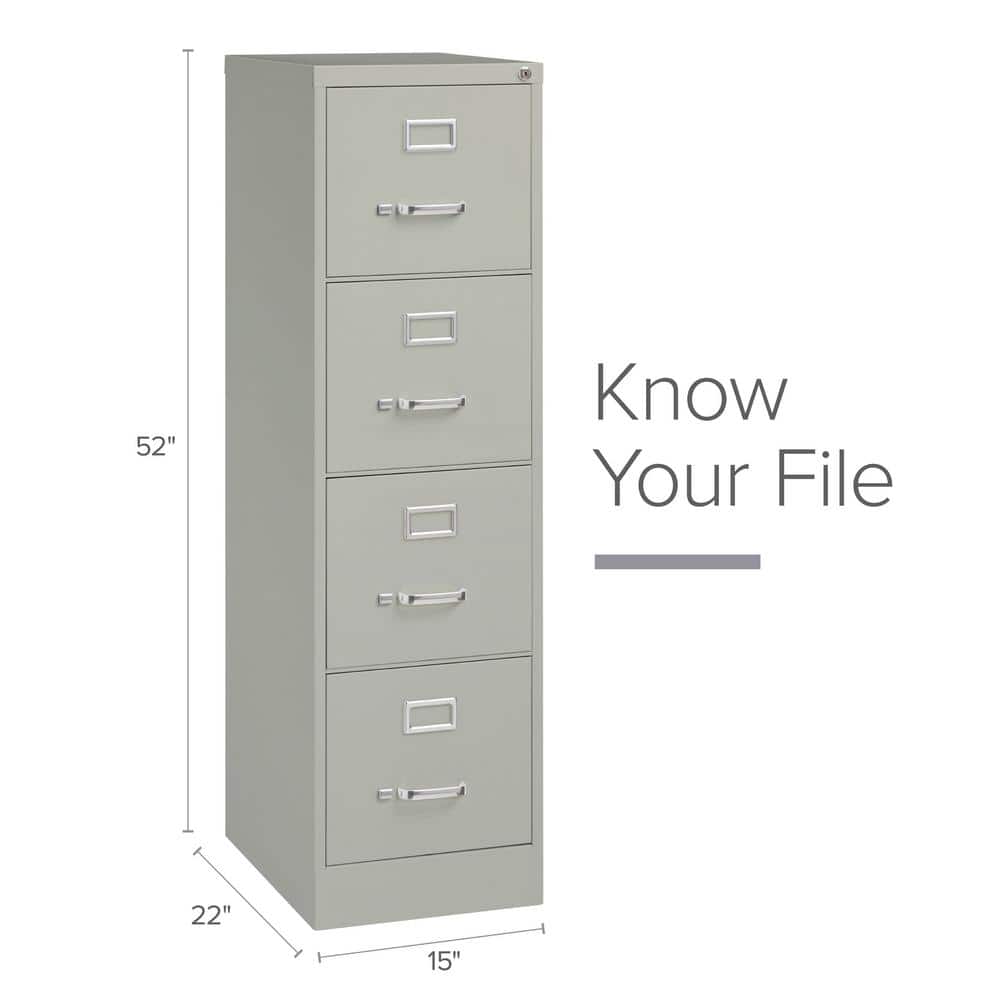 Light Gray Metal 4-Drawer Lockable Vertical File Cabinet