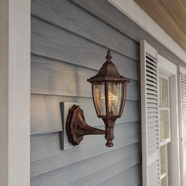 Designers Fountain Waterbury 14.25 in. Autumn Gold 1-Light Outdoor Line Voltage Wall Sconce with No Bulb Included