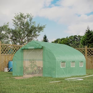 11.5 ft. x 10 ft. x 6.5 ft. Walk in Tunnel DIY Greenhouse with Zippered Mesh Door, 7 Mesh Windows and Roll-up Sidewalls