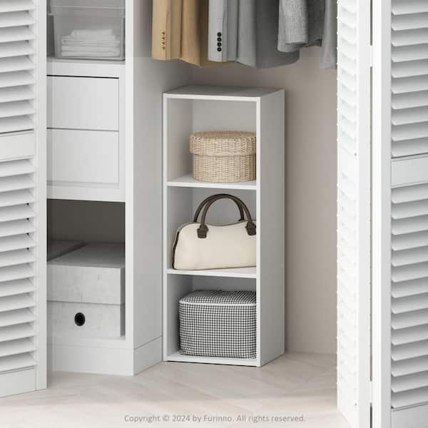 Reed 31.5 in. Tall White Wood 3-Tier Bookcase