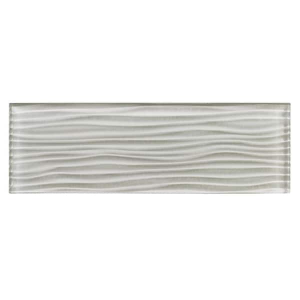 ANDOVA Enchant Parade Diva Light Gray Glossy 4 in. x 12 in. Glass Textured Subway Wall Tile (3.26 sq. ft./Case)
