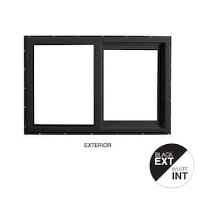 71.5 in. x 35.5 in. Select Series Left Hand Horizontal Sliding Vinyl Black Window with White Int, HPSC Glass and Screen