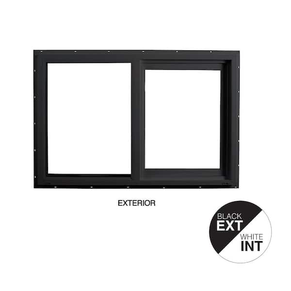 71.5 in. x 35.5 in. Select Series Left Hand Horizontal Sliding Vinyl Black Window with White Int, HPSC Glass and Screen