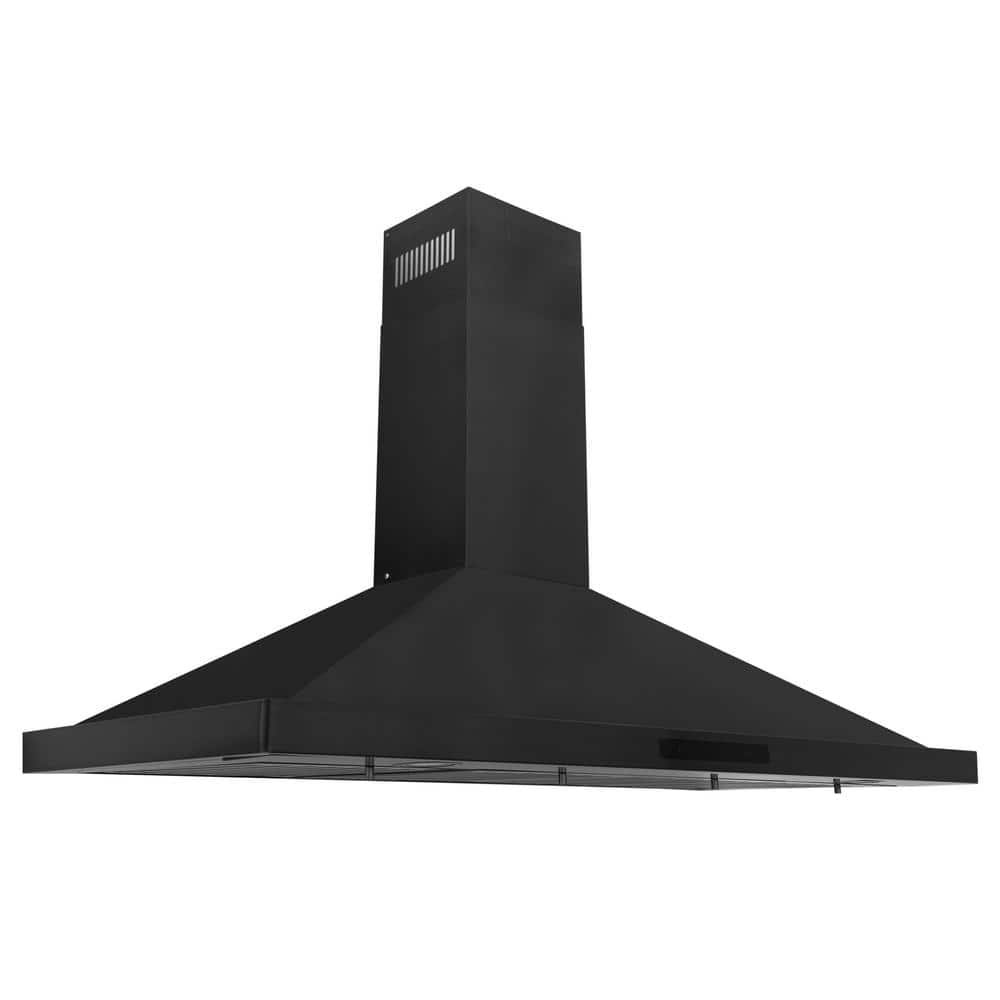 48 in. 400 CFM Ducted Vent Wall Mount Range Hood in Black Stainless Steel