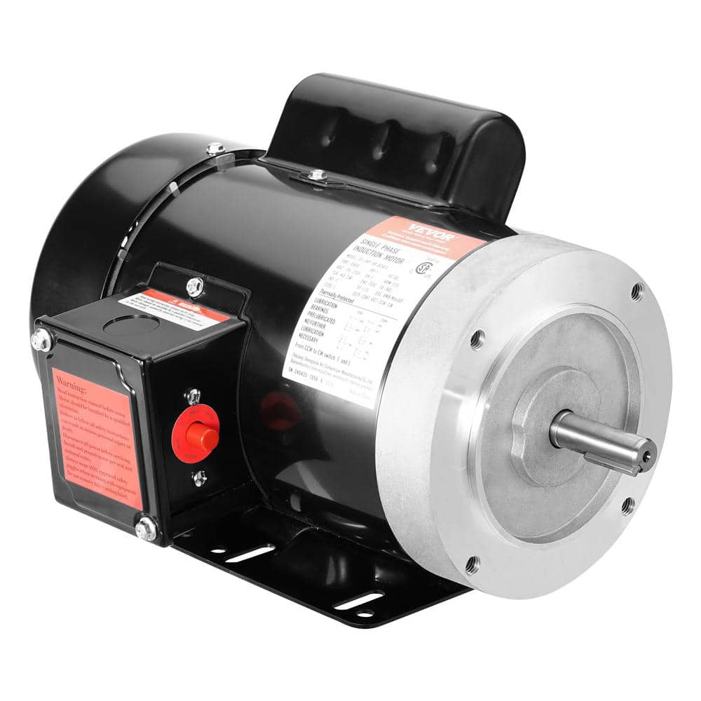 VEVOR 1 HP Electric Motor 1725 RPM, AC 115V/230V, 56C Frame Air Compressor Motor Single Phase, 5/8 in. Keyed Shaft, CW/CCW