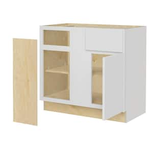 Hargrove 36 in. W x 24 in. D x 34.5 in. H Assembled Plywood Base Blind Corner Kitchen Cabinet in Vesper White Soft Close