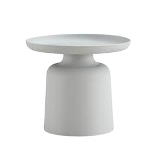 19 in. Dia x 17 in. Height Gray Plastic Outdoor Round Side Table for Garden, Lawn, Porch, Balcony