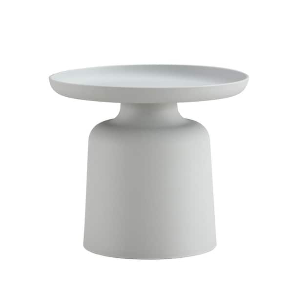 Zeus & Ruta 19 in. Dia x 17 in. Height Gray Plastic Outdoor Round Side Table for Garden, Lawn, Porch, Balcony