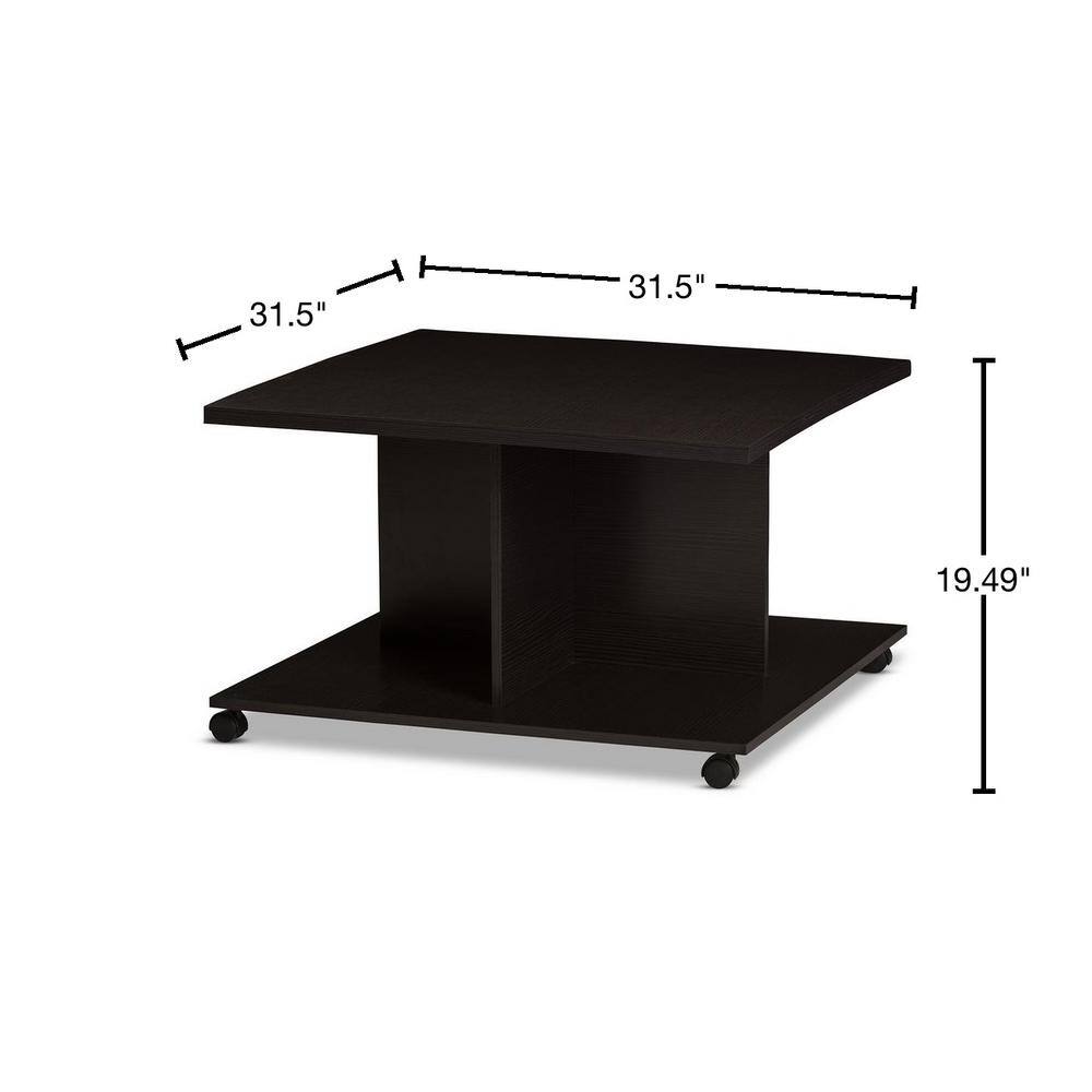 Wenge Brown Square Wood Coffee Table with Storage