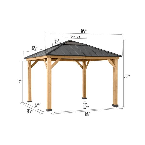 Sunjoy Mavis 11 ft. x 11 ft. Cedar 