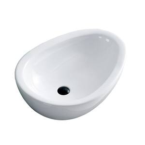 26 in. Topmount Bathroom Sink Basin in White Ceramic