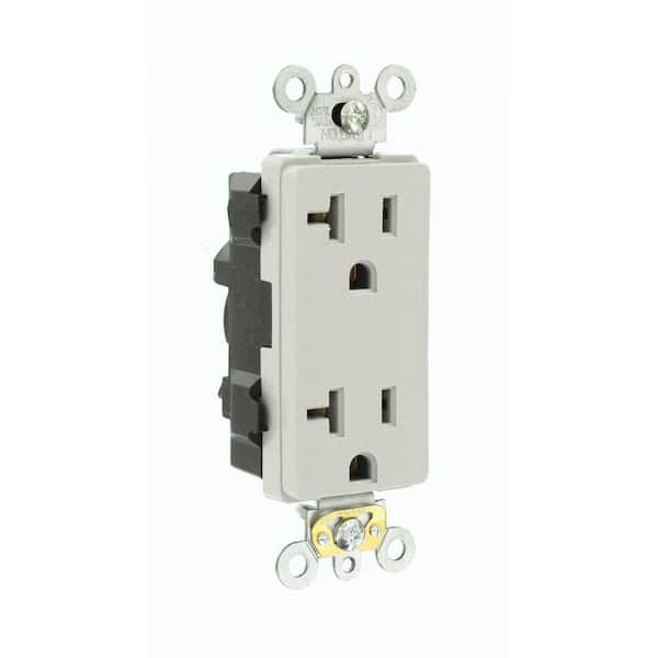 Leviton Decora Plus 20 Amp 125 V Lev-Lok Modular Duplex Outlet/Receptacle, Gray (1-Pack) M1636-GY