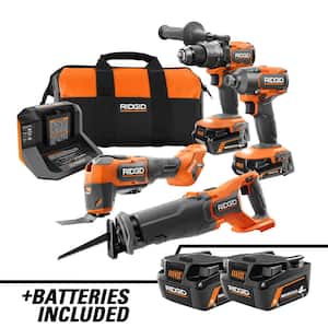 18V Brushless Cordless 4-Tool Combo Kit w/ (2) MAX Output Batteries, Charger, Bag, & (2) 18V Max Output 4.0 Ah Batteries