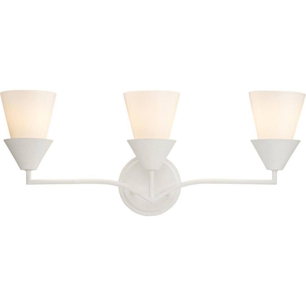 Pinellas White Plaster 3-Light Modern Vanity Fixture