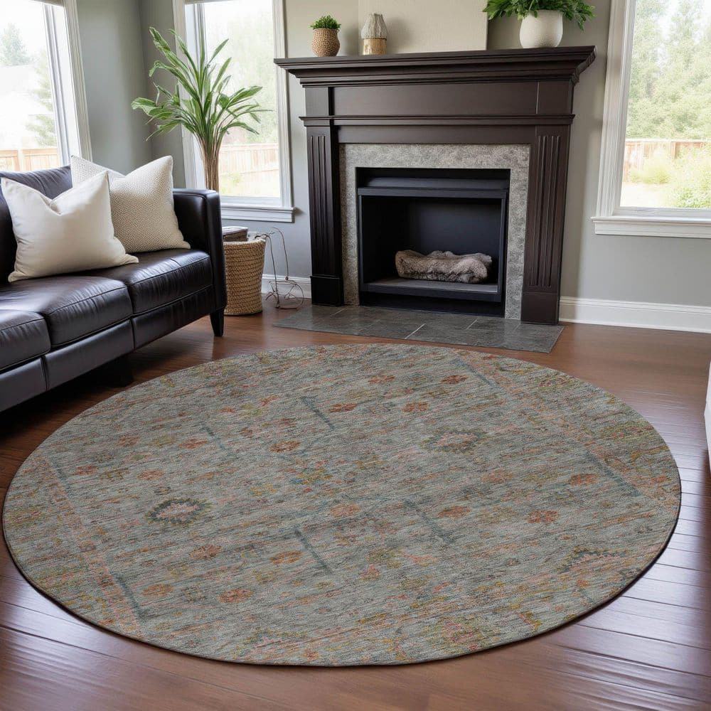 Mayfield Premium Machine Washable Abstract AMF1136 Taupe 8 ft. x 8 ft. Round Rug price history on PriceWatchPro