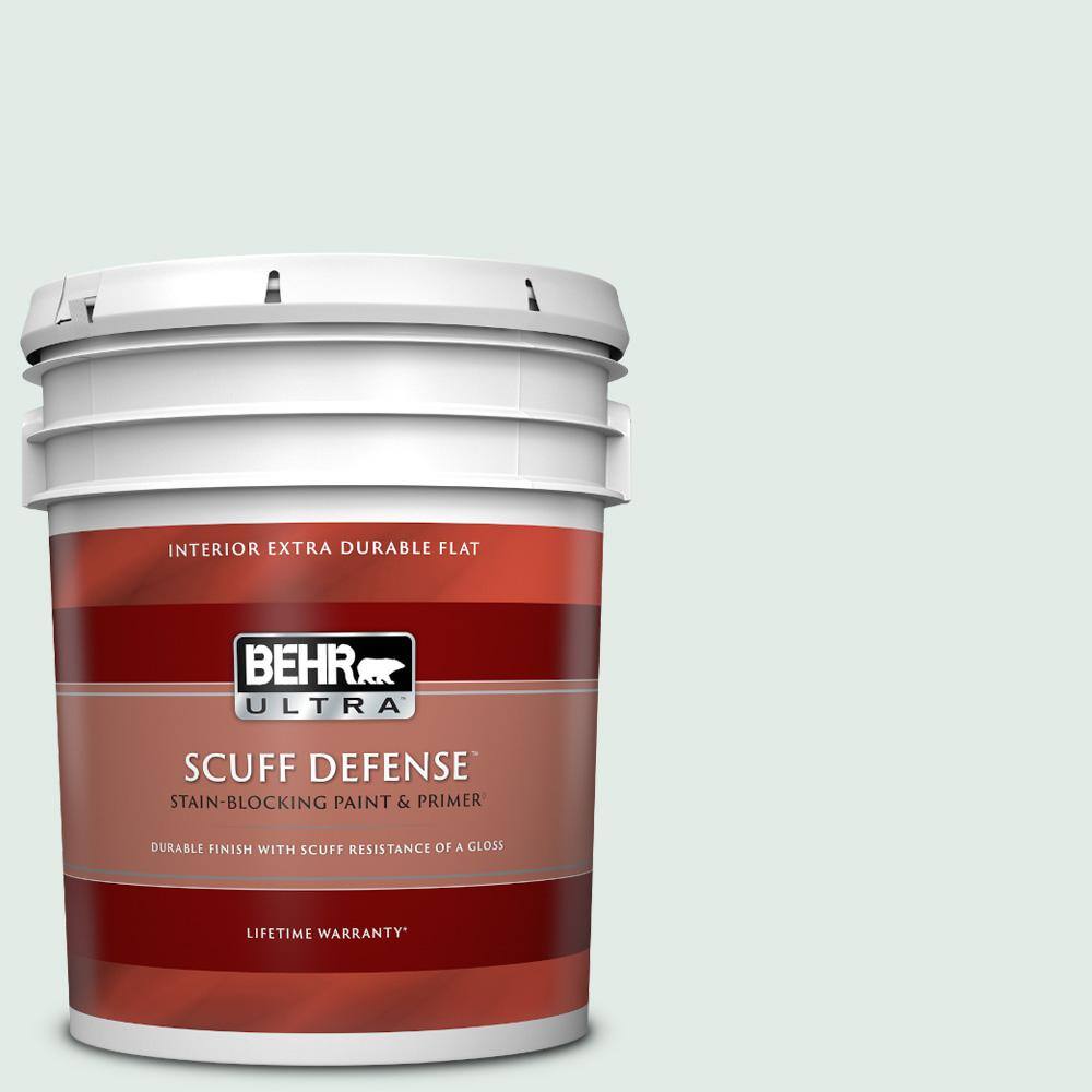BEHR ULTRA 5 gal. ICC37 Beach Glass Extra Durable Flat Interior Paint & Primer 172005 The