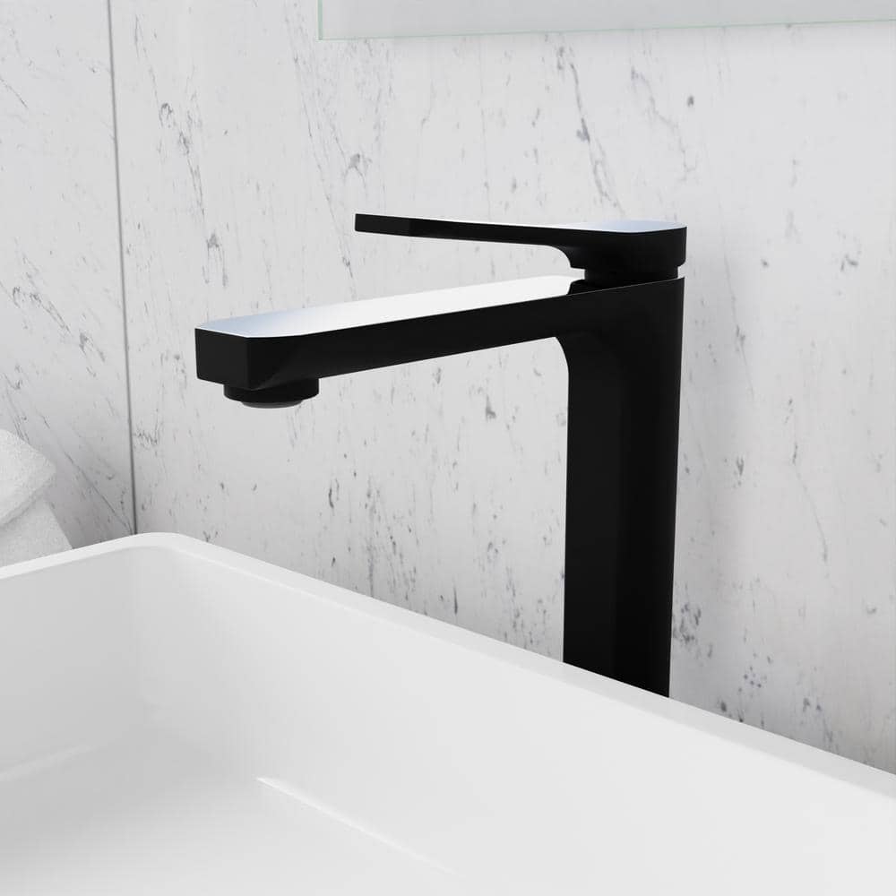 Matte Black and Chrome Single Handle Bathroom Faucet with Pop-Up Drain