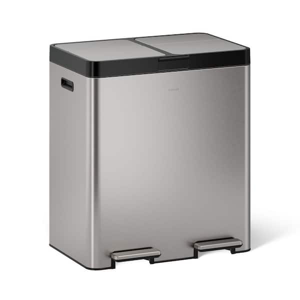 82L Stainless Steel Dual-Bin Step Trash Can
