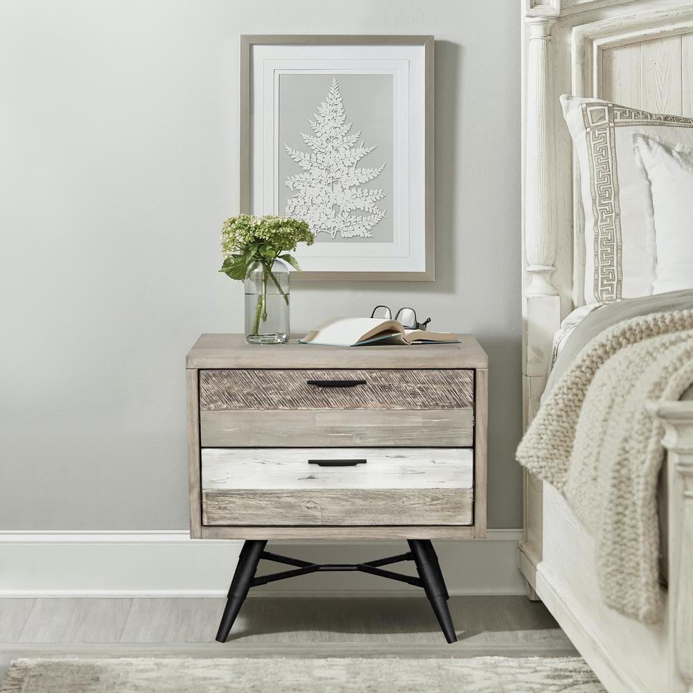 Bridges 2-Drawer 2-Tone Nightstand 24 in. H x 18 in. W x 24 in. D