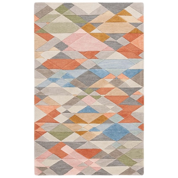 Rodeo Drive 5 ft. x 8 ft. Gray/Blush Geometric Triangle Area Rug