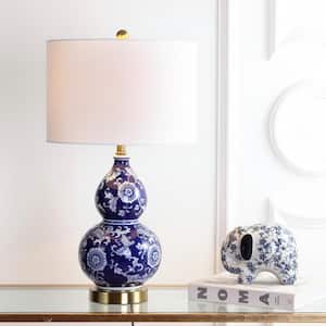 Lee 27 in. H Blue/White Ceramic Chinoiserie Table Lamp