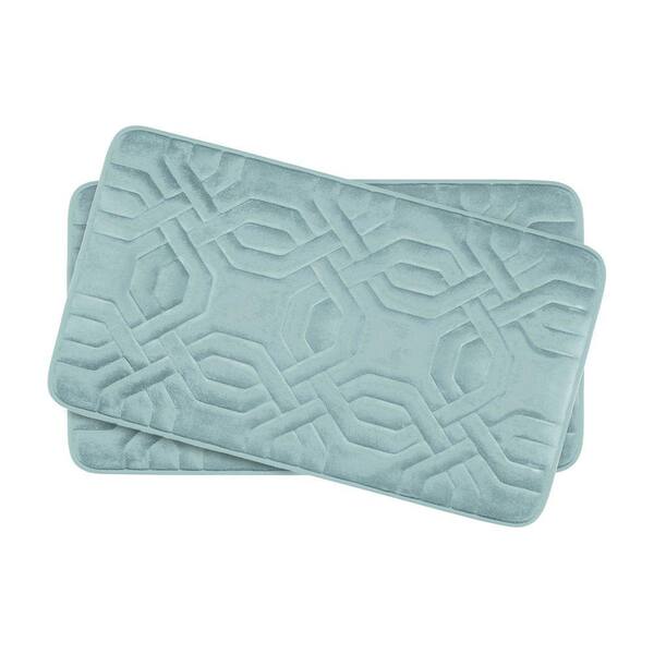BounceComfort Chain Ring Aqua 17 in. x 24 in. Memory Foam 2-Piece Bath Mat Set