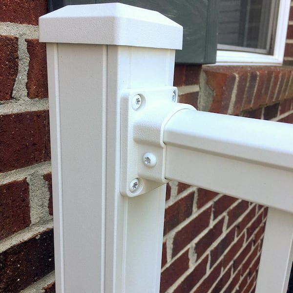Weatherables Stanford Textured White Aluminum Straight Railing Bracket Kit (4-Piece)