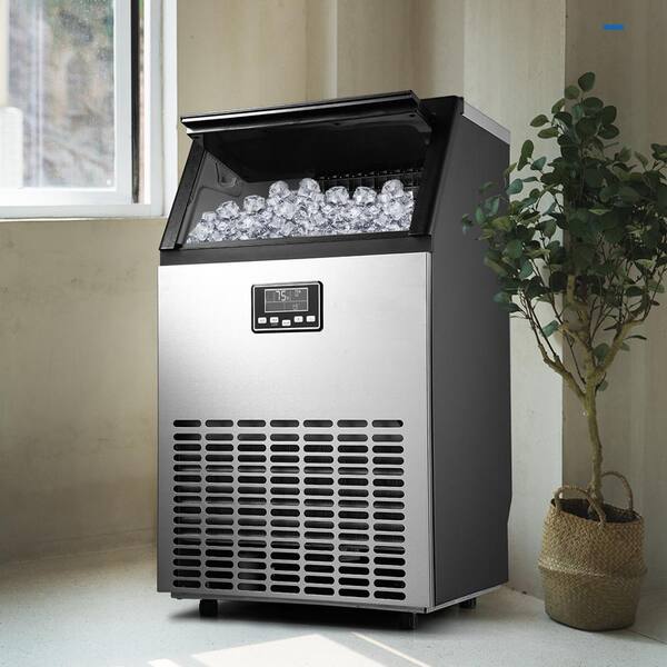 KoolMore Stainless-Steel Built-in Ice Maker Machine with Large 25 lb. Cube  Storage Basket, Full Cube Production, Fast Ice Making Time