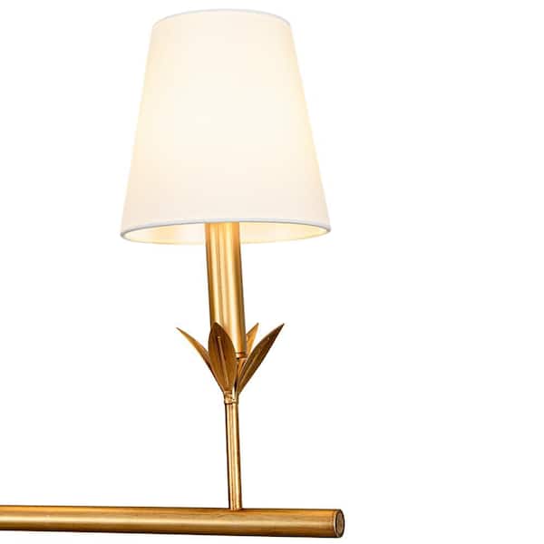 HUOKU Lenus 5-Light 53.5 in. Painted Antique Gold Linear