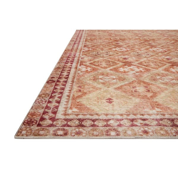 Layla Natural/Spice 2 ft. 6 in. x 9 ft. 6 in. Distressed Bohemian Printed Runner Rug