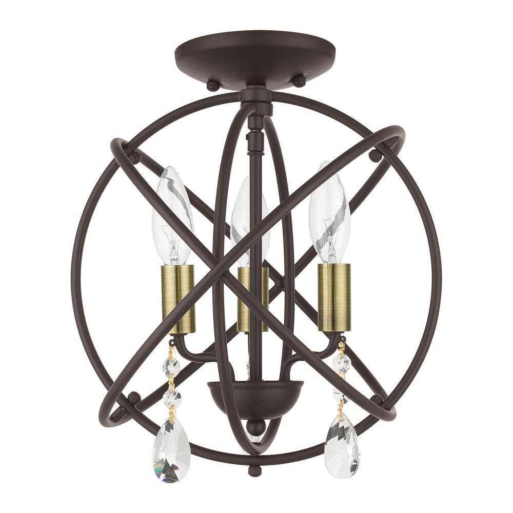 Bronze Mini Plug-in Crystal Candle Chandelier