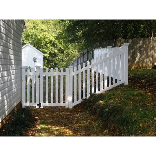 Chelsea 5 ft. W x 5 ft. H White Vinyl Picket Fence Gate Kit Includes Gate Hardware