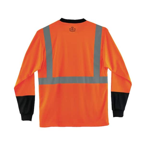 Ergodyne 3XL Hi Vis Orange Black Front Long Sleeve T-Shirt 8291BK - The  Home Depot