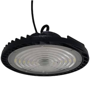 10 in. 300-Watt Equivalent Integrated Dimmable Black LED UFO High Bay Light 15000 Lumens Switchable CCT