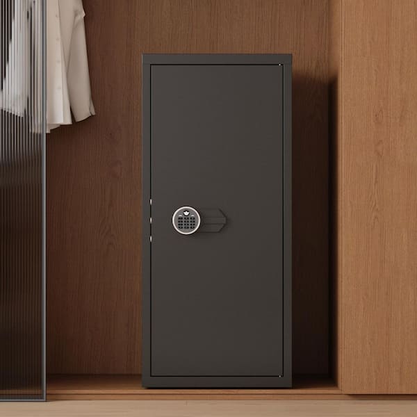 FUFU&GAGA Black 39.4 in. Heavy-Duty Steel Accent Storage Cabinets