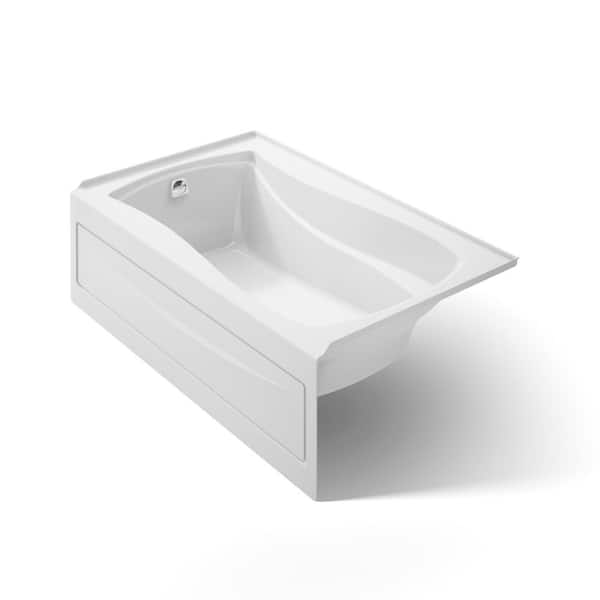 Mariposa 60 in. x 36 in. Soaking Bathtub with Left-Hand Drain in White, Integral Flange