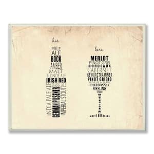 12.5 in. x 18.5 in. "His And Hers Wine And Beer Kitchen" by Susan Newberry Designs Printed Wood Wall Art