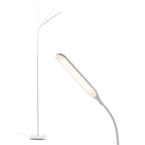 67 in. White 1-Light Super Bright Dimmable Gooseneck Standard Floor Lamp for Living Room