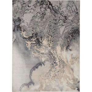 Maxell Grey 9 ft. x 12 ft. Abstract Contemporary Area Rug