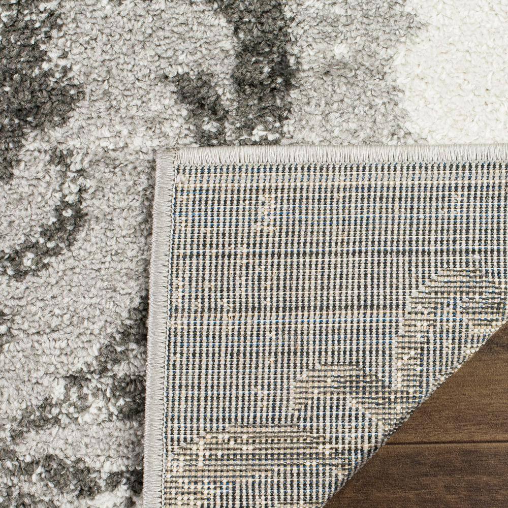 Silver and Ivory Floral Damask Square Area Rug, 12' x 12'
