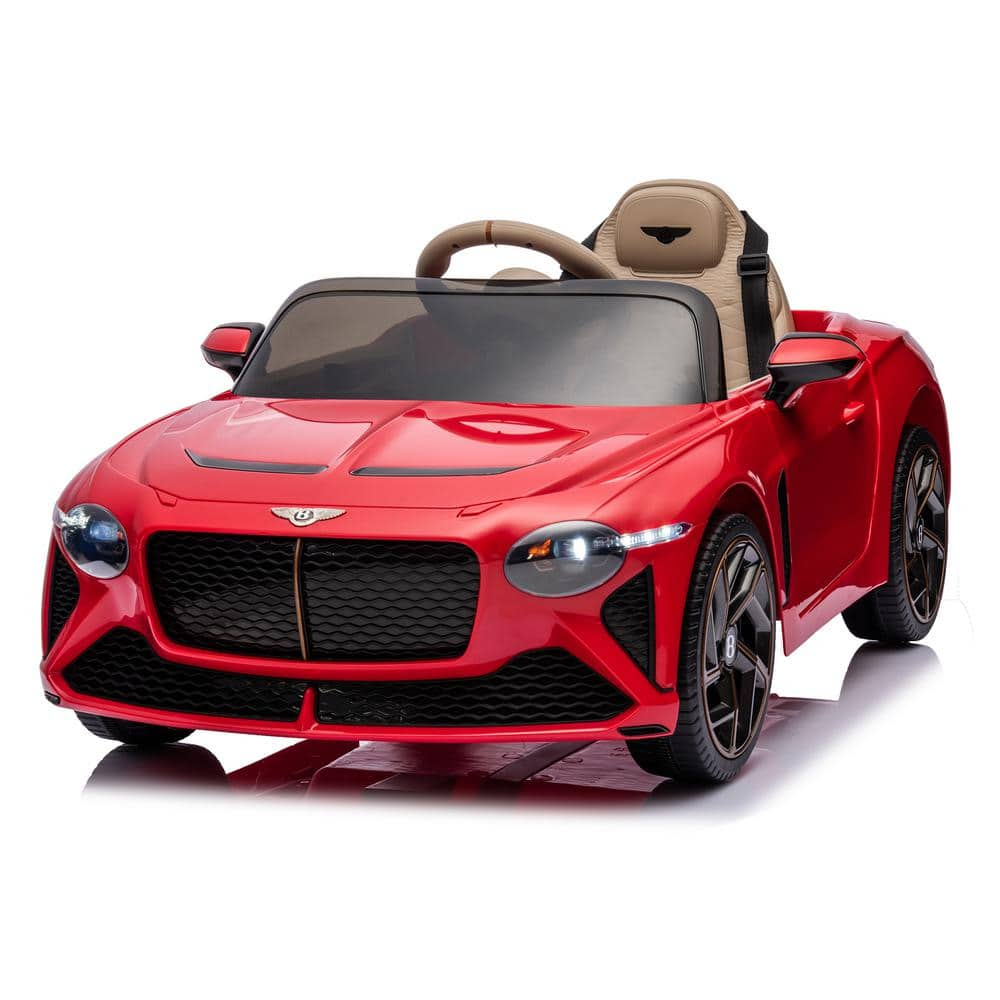 TOBBI 12-Volt Electric Kids Car Licensed Bentley Kids Ride On Car With Remote Control in Red