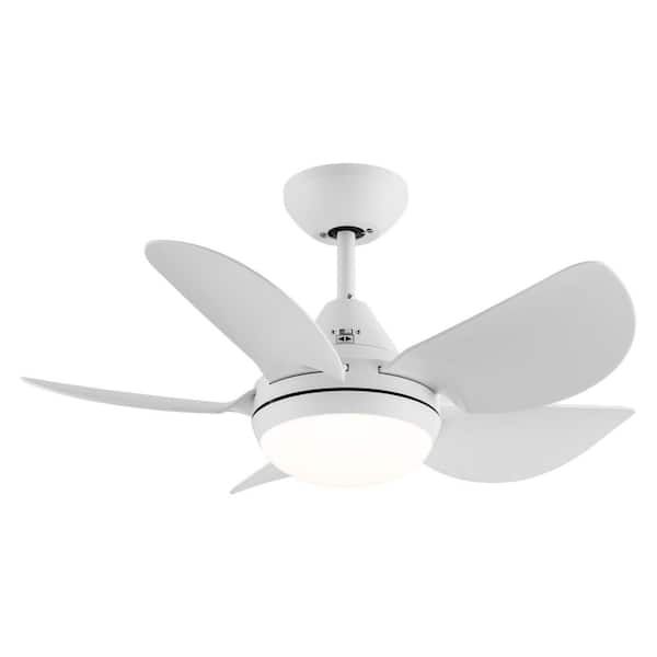 Unbranded 30 in. 5 Blades LED Indoor or Outdoor White Ceiling Fan with Remote, AC