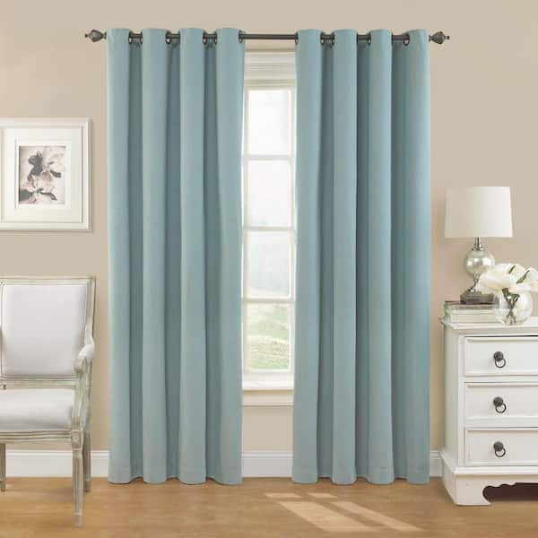 Eclipse Smokey Blue Thermal Grommet Blackout Curtain - 52 in. W x 63 in. L