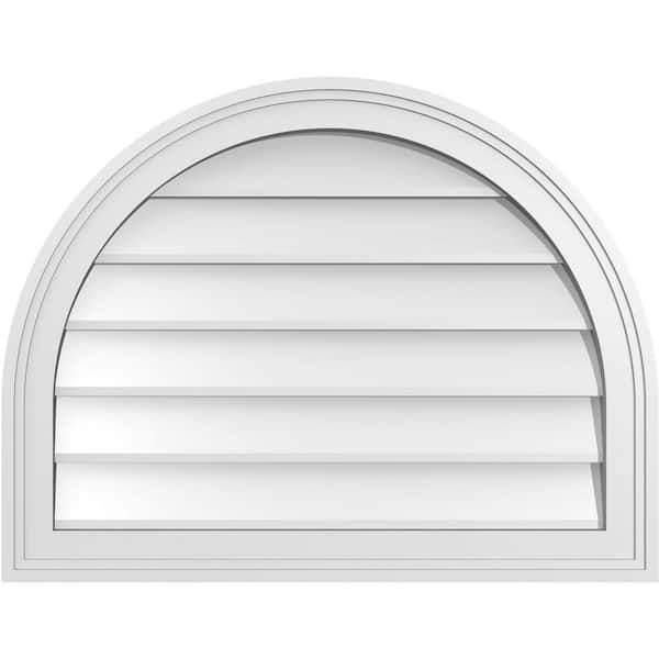 Ekena Millwork 26 in. x 20 in. Round Top White PVC Paintable Gable Louver Vent Non-Functional