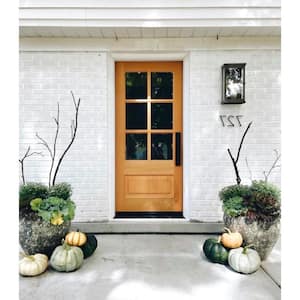 36 in. x 80 in. Left Hand 3/4 6-Lite with Beveled Glass Clear Stain Douglas Fir Prehung Front Door Left Sidelite