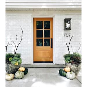 36 in. x 80 in. Farmhouse LH 3/4 Lite Clear Glass Grey Stain Douglas Fir Prehung Front Door