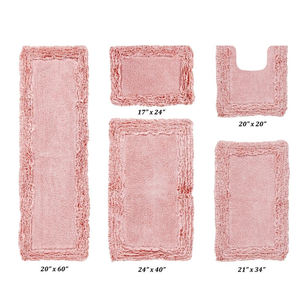 Better Trends Shaggy Border Collection Pink 100% Cotton 5 Piece Bath ...
