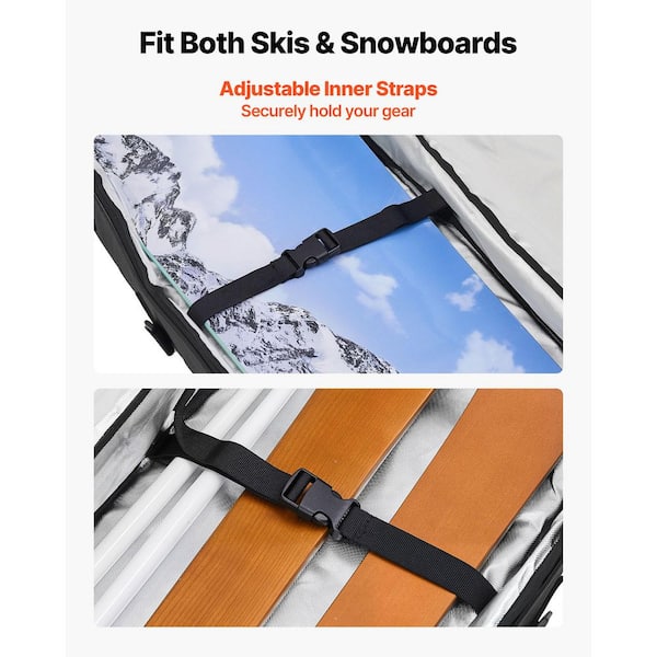 anex snowboard bag with padded backpack straps ski travel 165cm SKYSHALO Up to 65 in. Black Backpack Snowboard Bag, Padded Skis & Snowboards Bag for Air Travel, with Adjustable Inner Straps