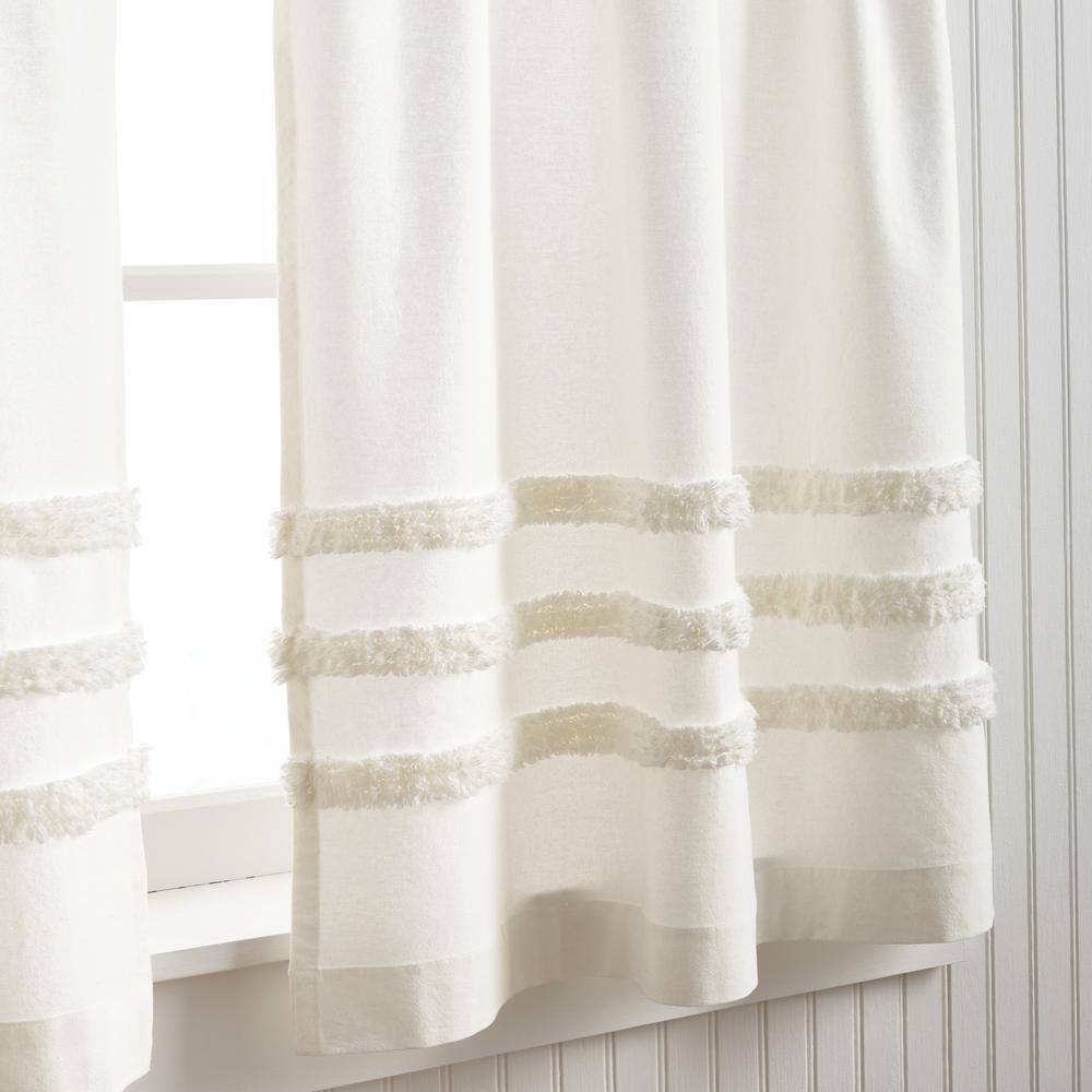 Ivory Textured Rod Pocket Valance and Tier Curtain Set