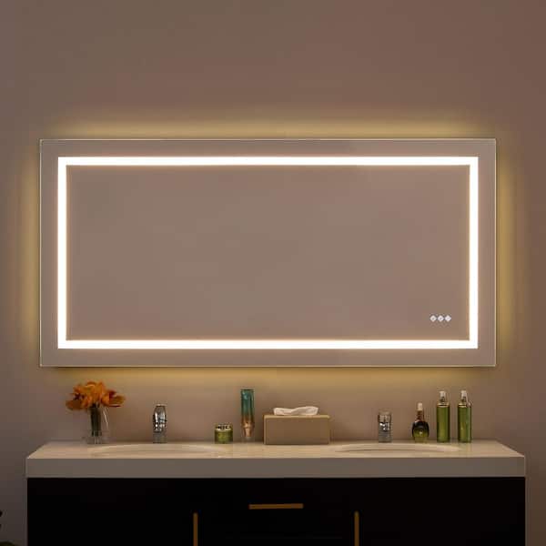 60 in. W x 30 in. H Rectangle Framed RGB Flowing LED Light Vertically/Horizontally Wall Bathroom Vanity Mirror